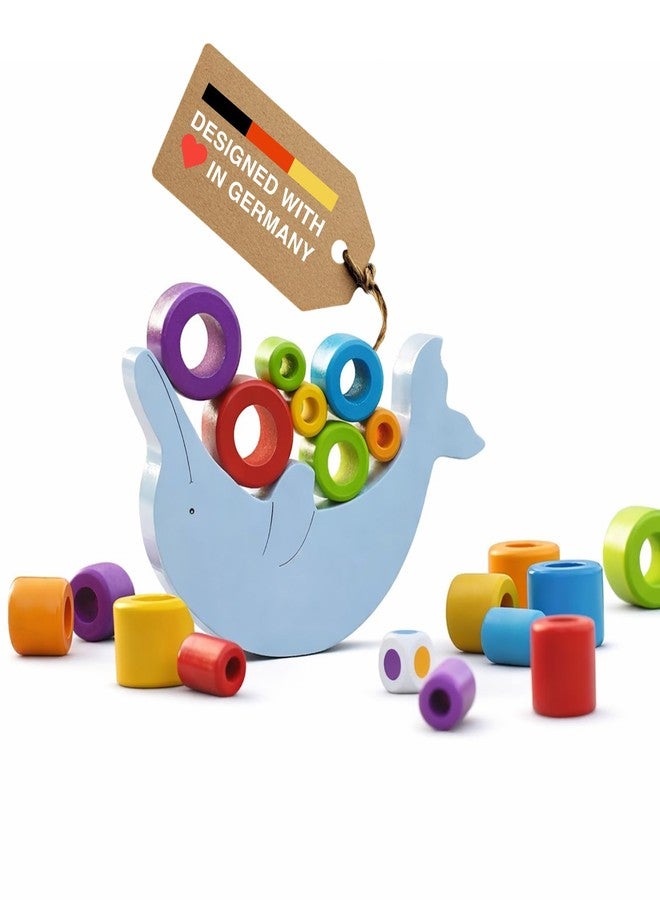 Goki Wooden Balancing Dolphin Stacking Toys - Montessori Toys for 4 Year Old I Wooden Balance Game for Kids & Educational Stacking Game for Toddlers - for Fine Motor Skills & Concentration Ages 4+ - Image 1