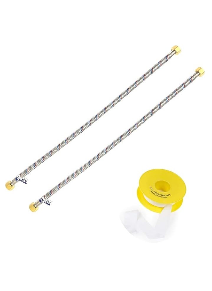 Royal Apex 2 Pcs Stainless Steel Flexible Hose Pipe | SS Mesh Braided with 1/2 to 1/2 Inch Brass Female Threaded Nut | Water Heater Hose 120,90,60,45,30cm (60cm (1/2" to 1/2"))  - Image 1