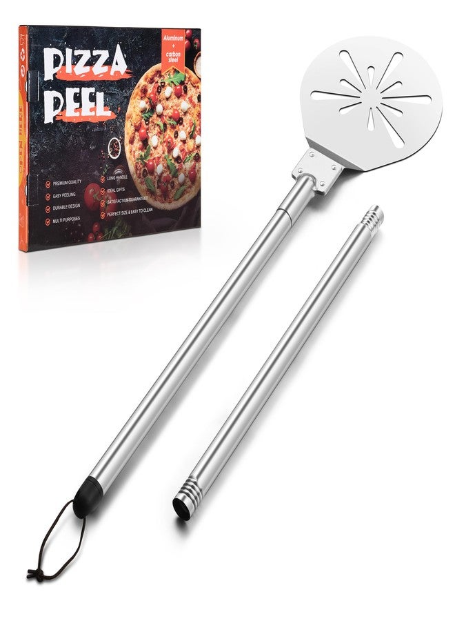 HaSteeL Stainless Steel Pizza Turning Peel 8-Inch, HaSteeL Round Pizza Turner Paddle, Perfortaed Pizza Spinner Spatula with Long Detachable Handle, Dishwasher & Oven Safe - Image 1