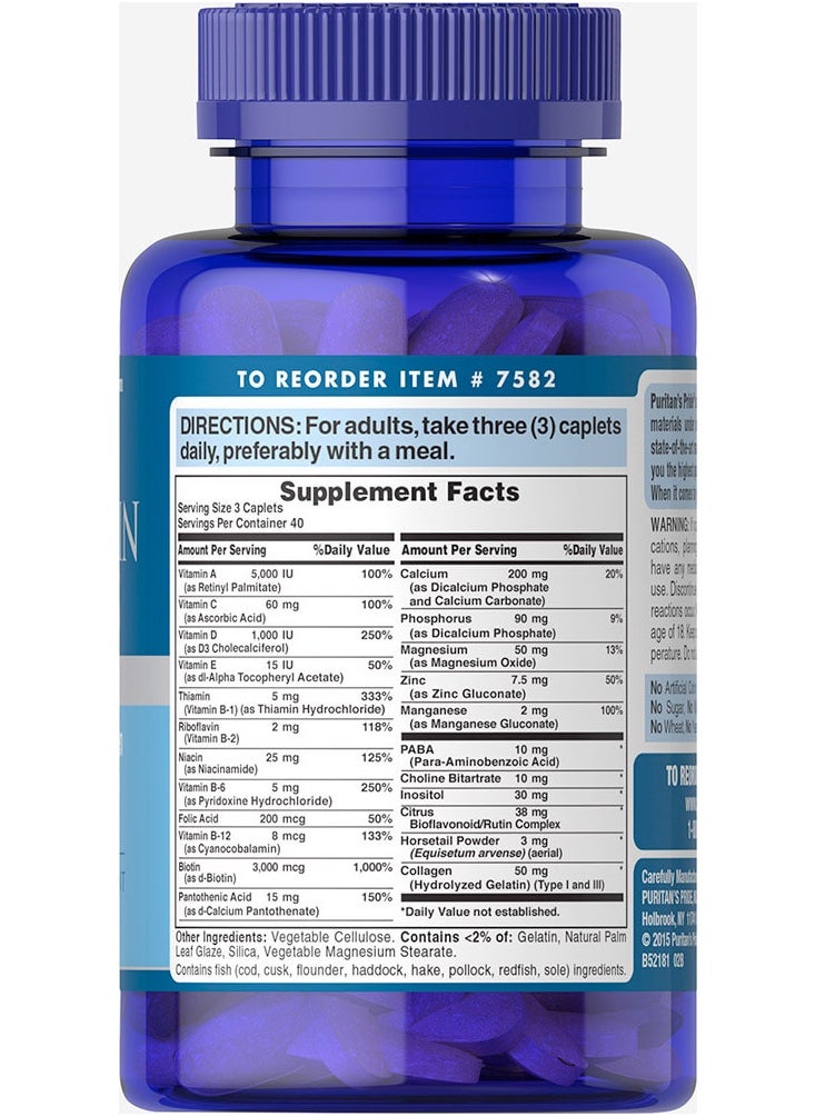 Puritan's Pride 120 Caplets Hair, Skin & Nails Formula  - Image 2