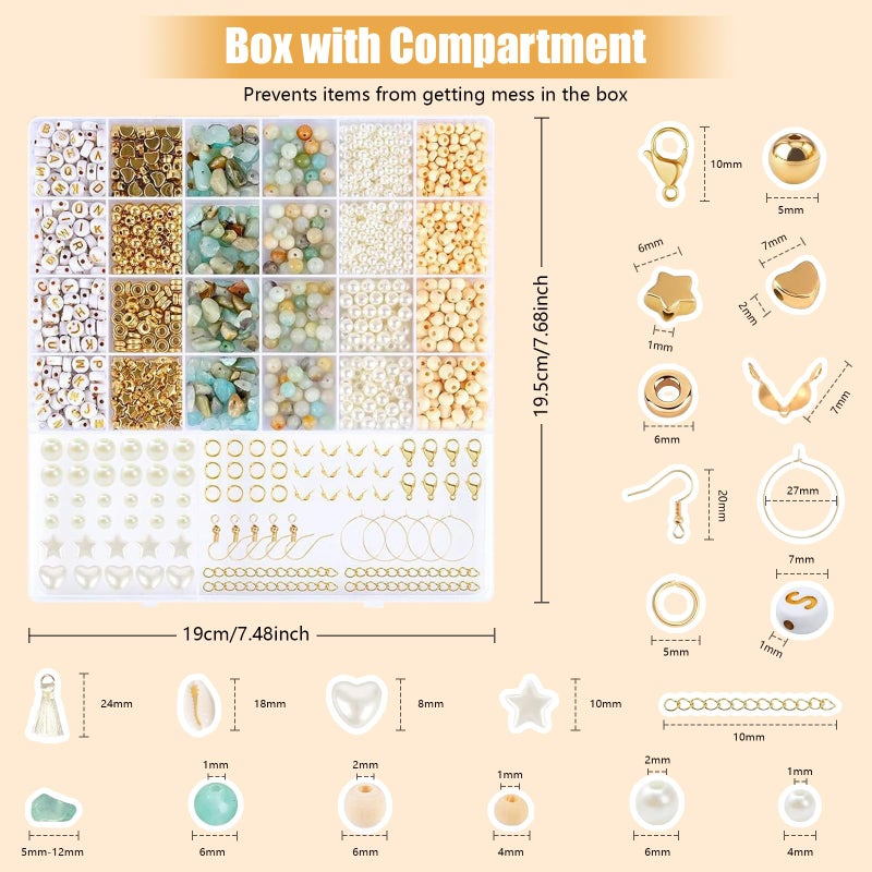 Lisaruq Jewelry Making Kit  20+Varieties  300+Natural Stone Beads  1700+Beads ?Accessories And Storage Box  Can Diy 50+Bracelets  Necklaces  Earrings Rings  Etc. Suitable For Adults - Image 3