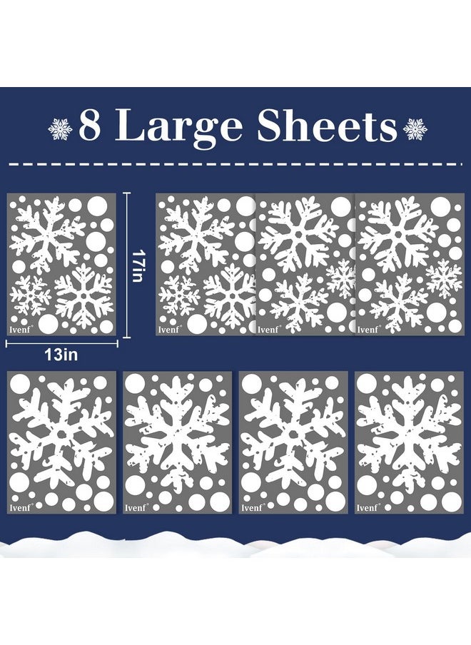 Ivenf Christmas Decorations Indoor Decor: 8 Sheets Extra Large White Snowflake Christmas Window Clings, Farmhouse Rustic Xmas Snowflake Decorations For Kids Home School Office Winter Holiday Party  - Image 2