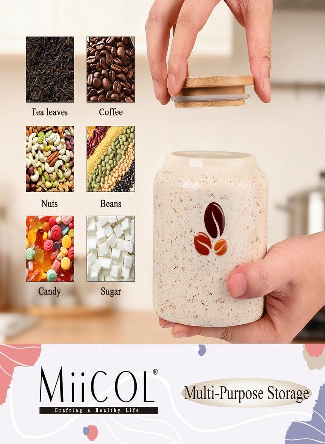 Miicol Ceramic Coffee Container, Overnight Oats Container with Lid, for Kitchen Storage Coffee Beans Tea Flour and More, Dishwasher Safe, Easy Clean - Image 5
