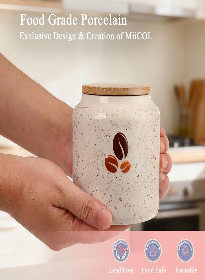 Miicol Ceramic Coffee Container, Overnight Oats Container with Lid, for Kitchen Storage Coffee Beans Tea Flour and More, Dishwasher Safe, Easy Clean - Image 4