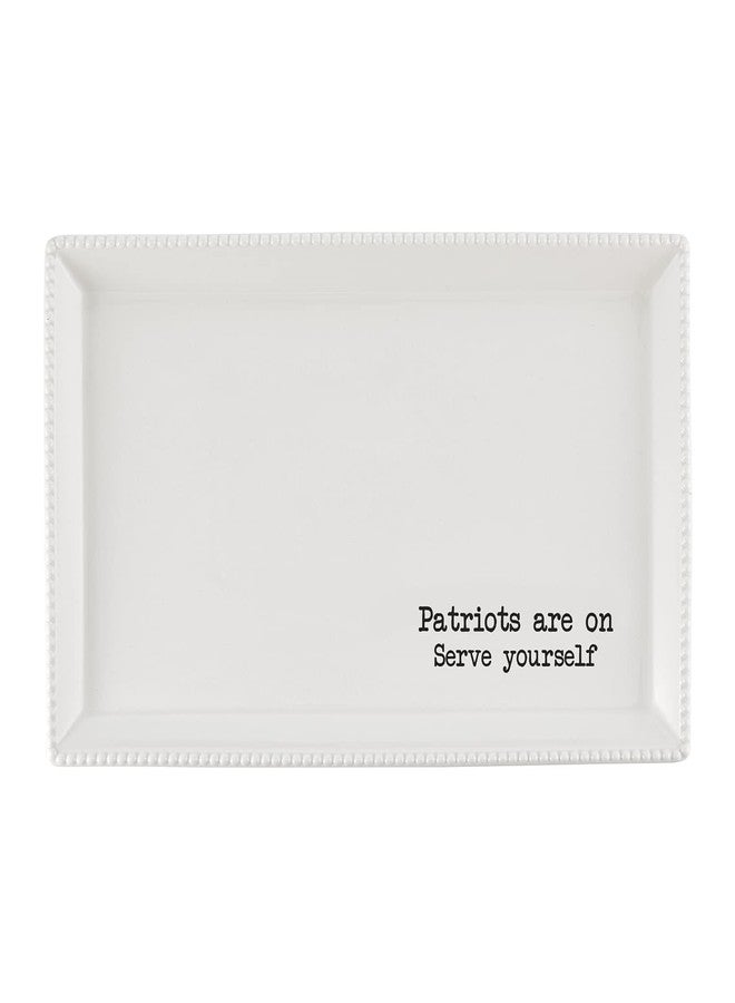 47th & Main Football Themed Ceramic Serveware, Platter, Patriots Are On - Image 1