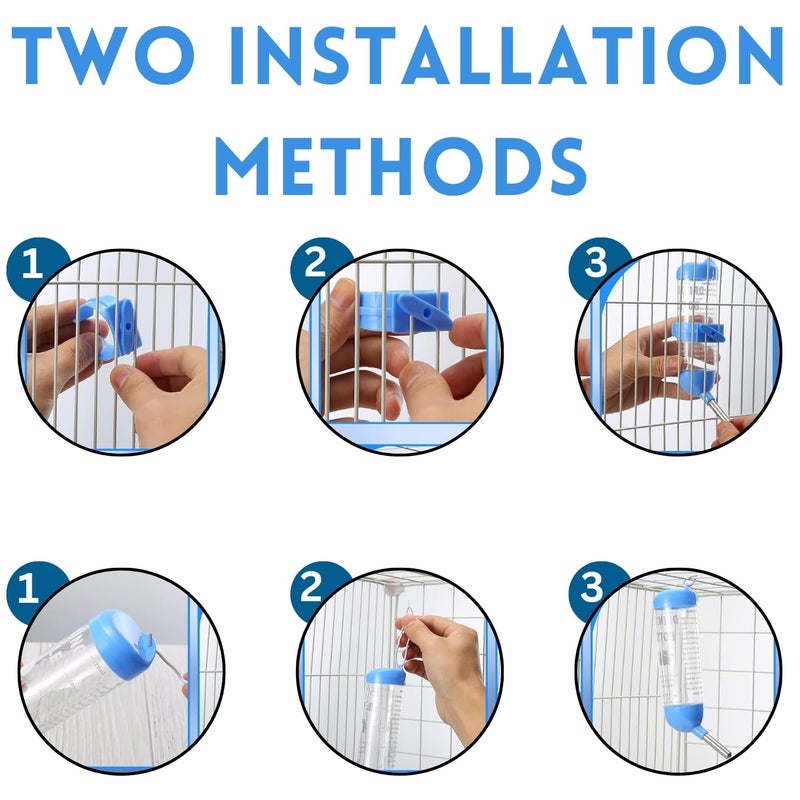 Sage Square زجاجة هامستر 80 مل، موزع مياه مضاد للتسرب للحيوانات الأليفة الصغيرة، حل ترطيب الحيوانات الأليفة، زجاجة مضادة للتسرب، نظام سقي الحيوانات الأليفة الصغيرة، زجاجة شرب متينة - Image 5