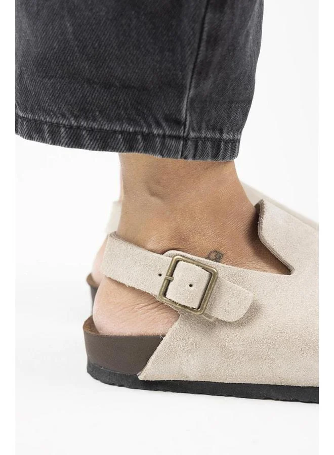 Manijero  Holly 2 Women's Genuine Leather Belted Buckle Sabo Beige Sandal. for Women | Best Price UAE