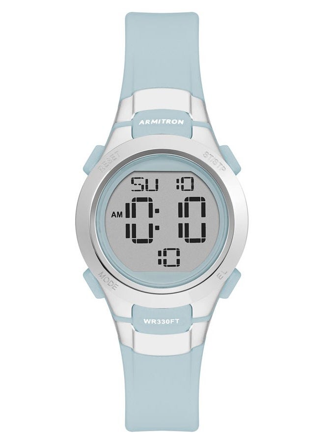 Armitron Sport Women's Digital Chronograph Resin Strap Watch, 45/7012, Light Blue/Silver - Image 1