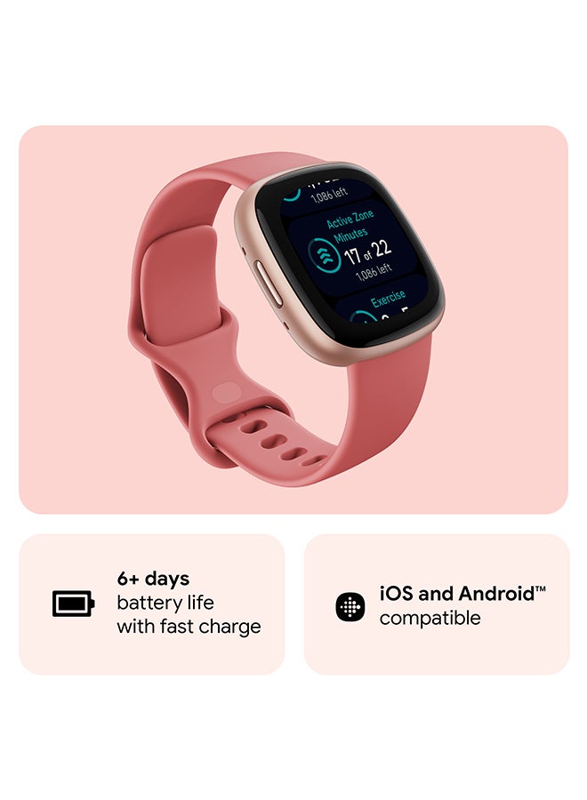 Fitbit Versa 4, Health & Fitness Smartwatch with Built-in GPS and Up To 6+ Days Battery Life, 6-months Premium Membership Included, compatible with Android and iOS Pink Sand / Copper Rose - Image 2