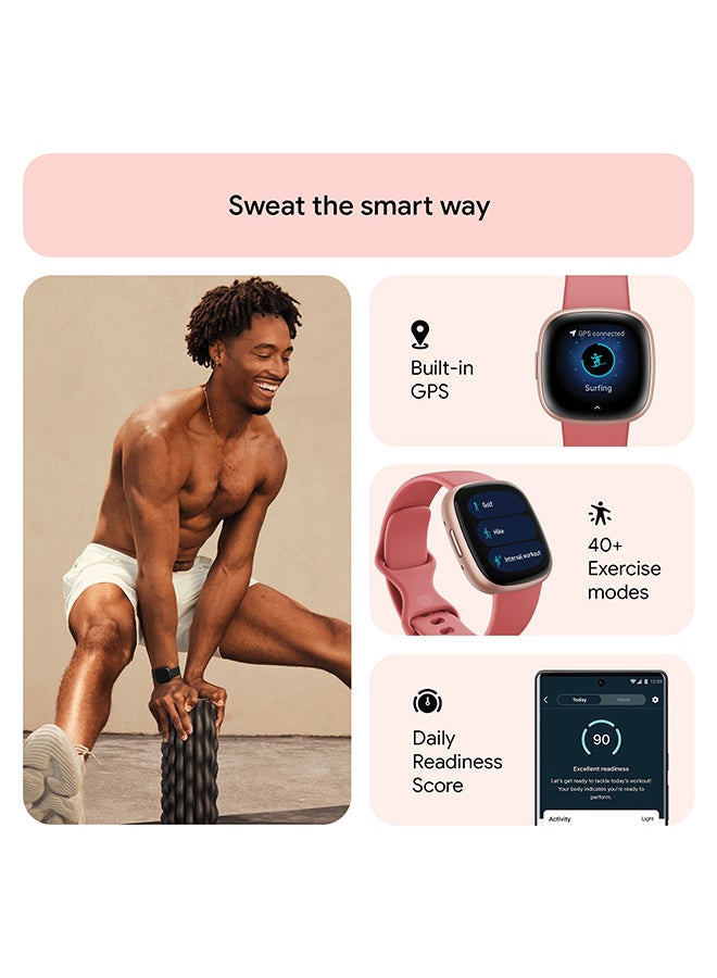 Fitbit Versa 4, Health & Fitness Smartwatch with Built-in GPS and Up To 6+ Days Battery Life, 6-months Premium Membership Included, compatible with Android and iOS Pink Sand / Copper Rose - Image 3
