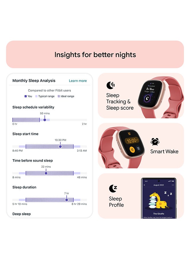 Fitbit Versa 4, Health & Fitness Smartwatch with Built-in GPS and Up To 6+ Days Battery Life, 6-months Premium Membership Included, compatible with Android and iOS Pink Sand / Copper Rose - Image 5