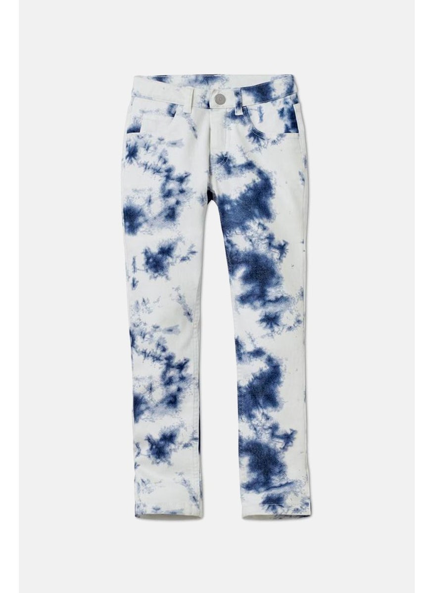 Tchibo Kids Girl Regular Fit Graphic Print Stretchable Jeans, White Combo  - Image 2