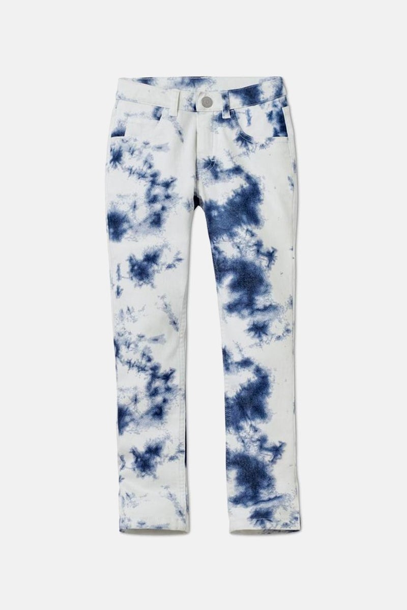 Tchibo Kids Girl Regular Fit Graphic Print Stretchable Jeans, White Combo  - Image 2