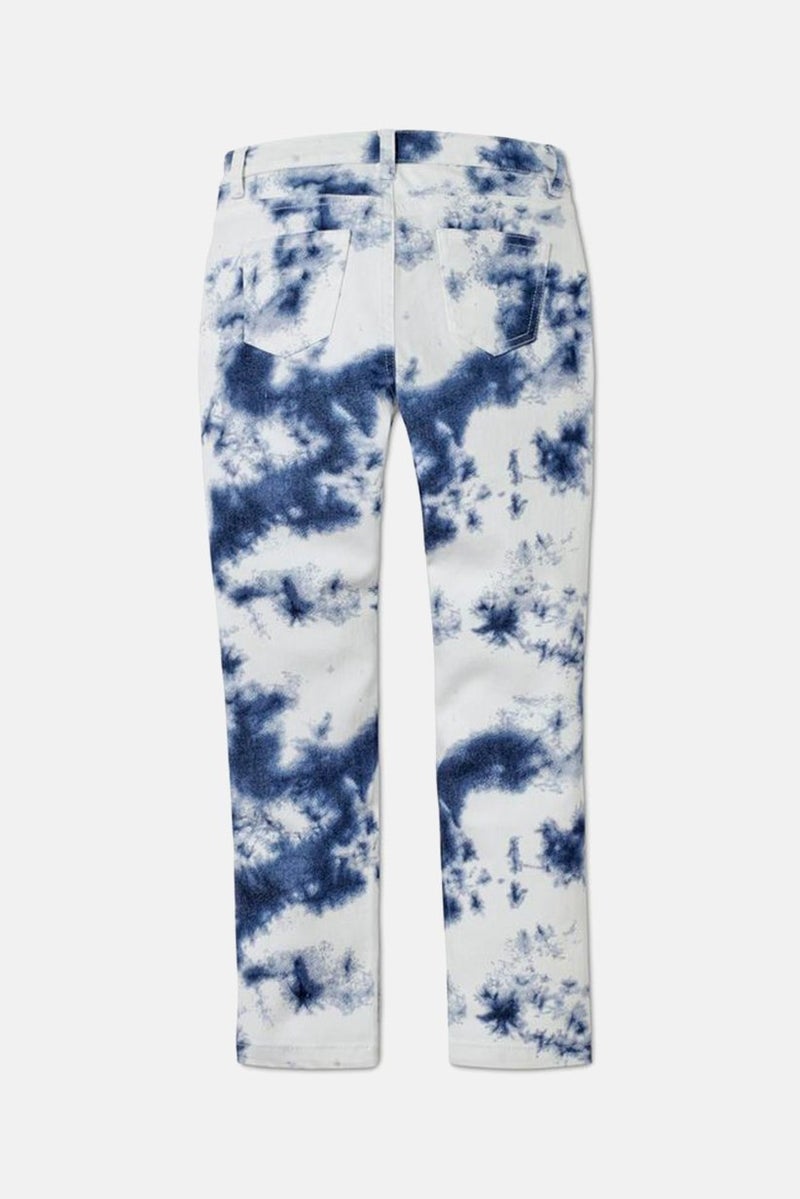 Tchibo Kids Girl Regular Fit Graphic Print Stretchable Jeans, White Combo  - Image 3