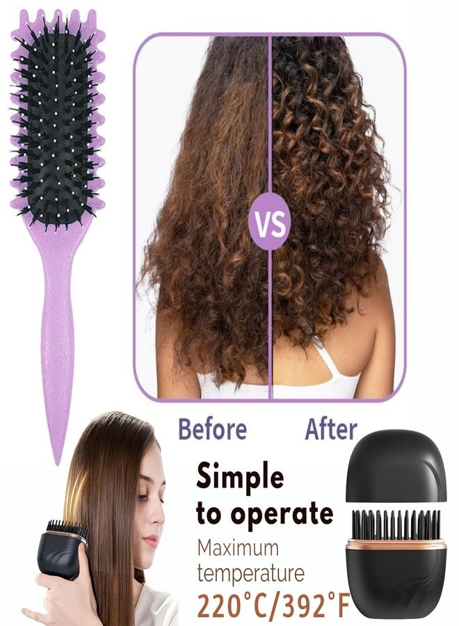 DOKMOE 2-In-1 Hair Straightening Brush & Curl Defining Thick Hairs Brushs, 3-Gear Temperature Control, Hair Brush for Men & Women, Professional Paddle Hair Brush Comb, Travel-Friendly Styling Tool - Image 3