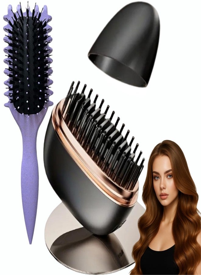 DOKMOE 2-In-1 Hair Straightening Brush & Curl Defining Thick Hairs Brushs, 3-Gear Temperature Control, Hair Brush for Men & Women, Professional Paddle Hair Brush Comb, Travel-Friendly Styling Tool - Image 1