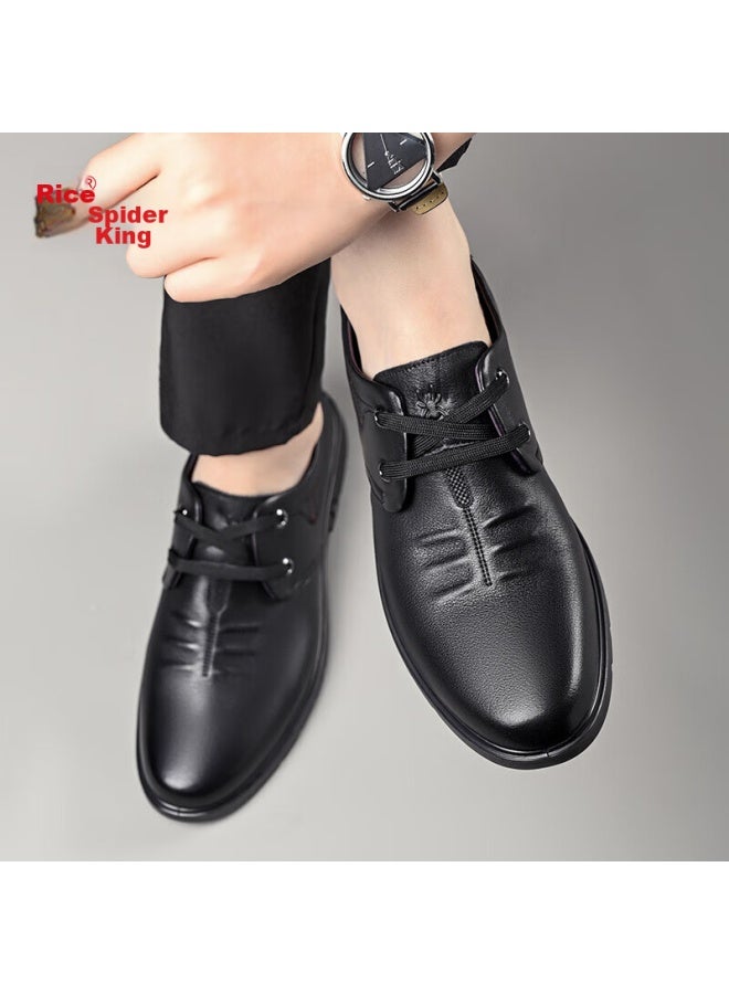 Spider King Men's Leather Shoes, Business Casual Lace-up Comfortable Versatile Middle-aged And Elderly Dad Shoes, Black , Size 42 - Image 4