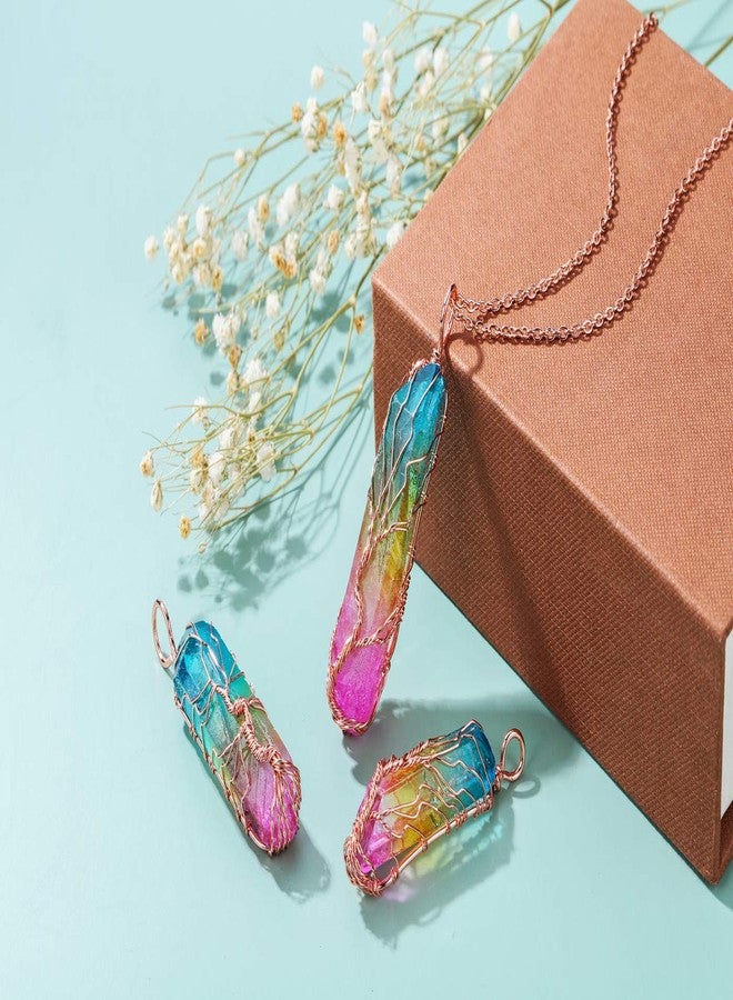 PESOENTH Crystal Necklace Life Tree Rainbow Quartz Gemstone Healing Stone Rose Gold Wire Wrap Necklace Crystal Jewelry Spiritual Gifts for Women - Image 2