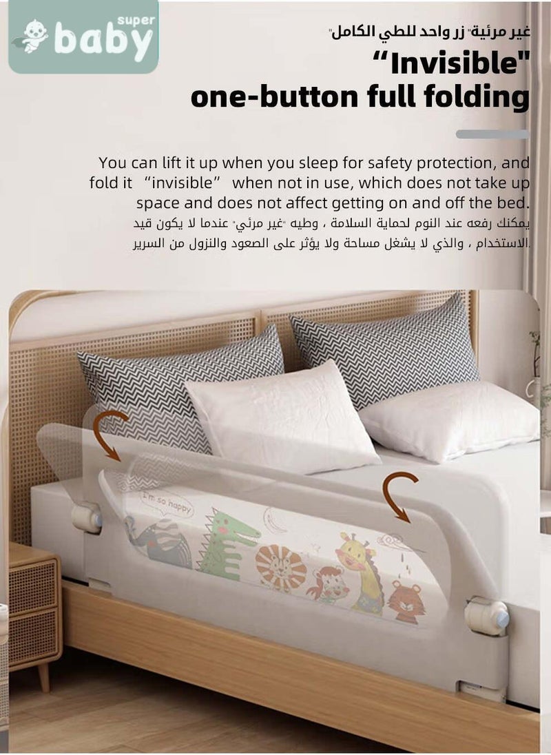 SuperBaby Bed Rails Guard, Collapsible Baby Side Bed Rail, Kids' Safety Bed Fence, Upgraded Barrier, Foldable Safeguard for Queen King Twin Bed, with Adjustable Height, 150cm - Image 4