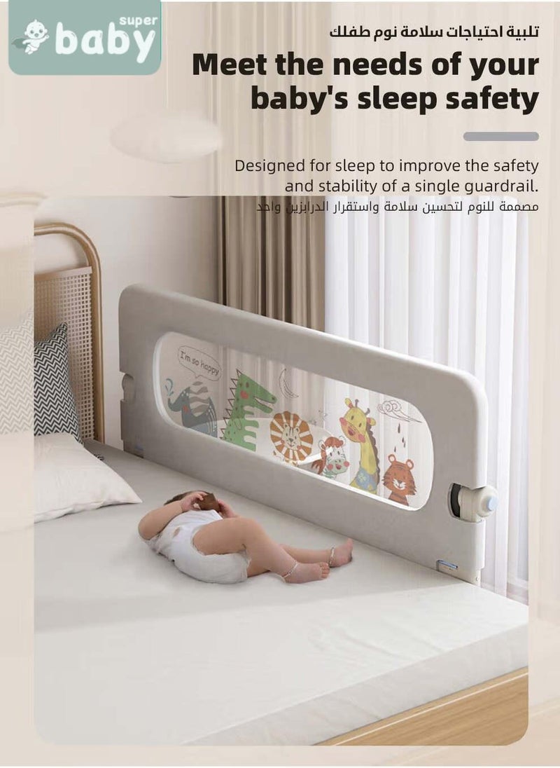 SuperBaby Bed Rails Guard, Collapsible Baby Side Bed Rail, Kids' Safety Bed Fence, Upgraded Barrier, Foldable Safeguard for Queen King Twin Bed, with Adjustable Height, 150cm - Image 2