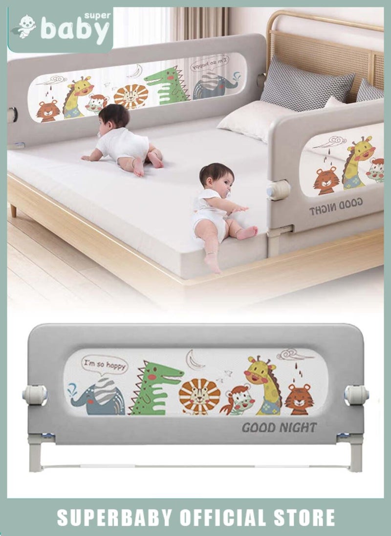 SuperBaby Bed Rails Guard, Collapsible Baby Side Bed Rail, Kids' Safety Bed Fence, Upgraded Barrier, Foldable Safeguard for Queen King Twin Bed, with Adjustable Height, 150cm - Image 1