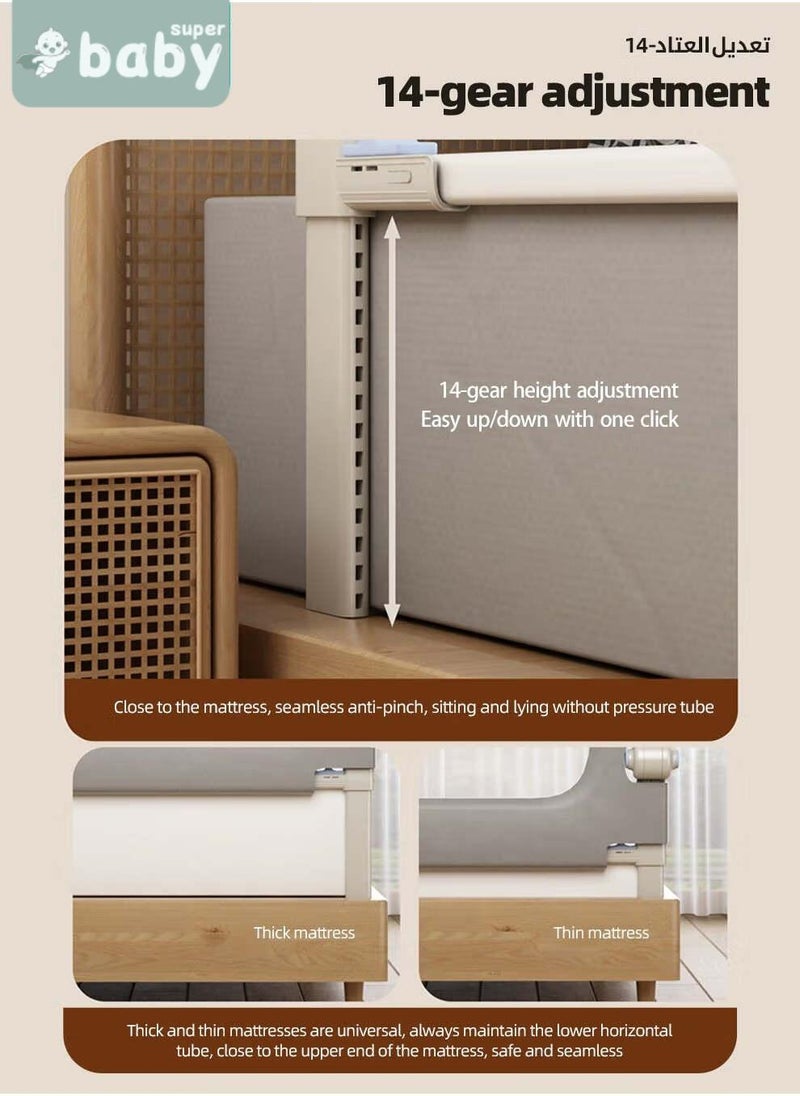 SuperBaby Bed Rails Guard, Collapsible Baby Side Bed Rail, Kids' Safety Bed Fence, Upgraded Barrier, Foldable Safeguard for Queen King Twin Bed, with Adjustable Height, 150cm - Image 5