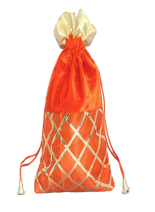 SHOPOBUDDY Velvet Potli Batwa Bag Bridal Purse Women handbag Shagun Pouch Return Gifts (ORANGE COLOR) (6) - Image 3