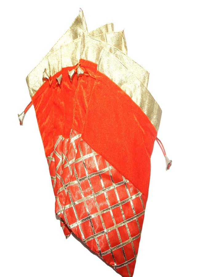 SHOPOBUDDY Velvet Potli Batwa Bag Bridal Purse Women handbag Shagun Pouch Return Gifts (ORANGE COLOR) (6) - Image 1