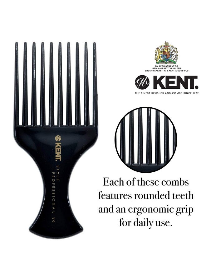 كينت مشط شعر Kent SPC86، على طراز الصالونات، مشط حلاقة للشعر المجعد والفرق الأفريقي، مشط للعناية بالشعر الكثيف، جودة احترافية، لمسة نهائية مطاطية، 220 مم، أسود، للجنسين - Image 3