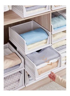 Organized Home Stackable Plastic Storage Basket-Foldable Closet Organizers Storage Bins 2 Pack-Drawer Shelf Storage Container for Wardrobe Cupboard Kitchen Bathroom Office (10 Pack-Extra L)  - Image 3