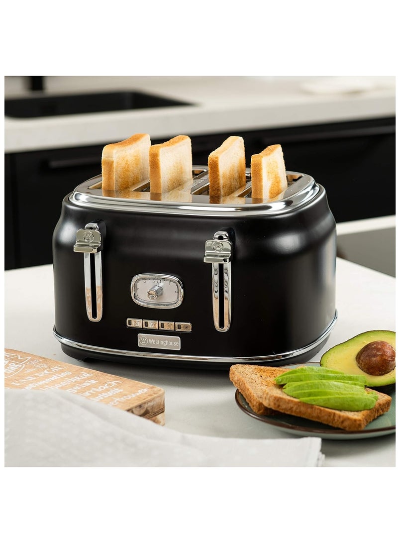 Westinghouse Retro Series 4-Slice Toaster – 1750W | Extra-Wide Slots, 6 Browning Levels & Bagel Function – Black  - Image 2