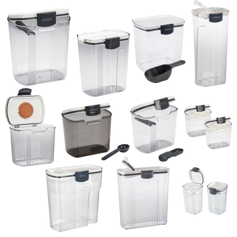Progressive ProKeeper Baker's Airtight Kitchen Storage Canister Container Set for Flour, Sugar & More, Keeps Ingredients Fresh, with Accessories (Multicolor, 13- Piece)