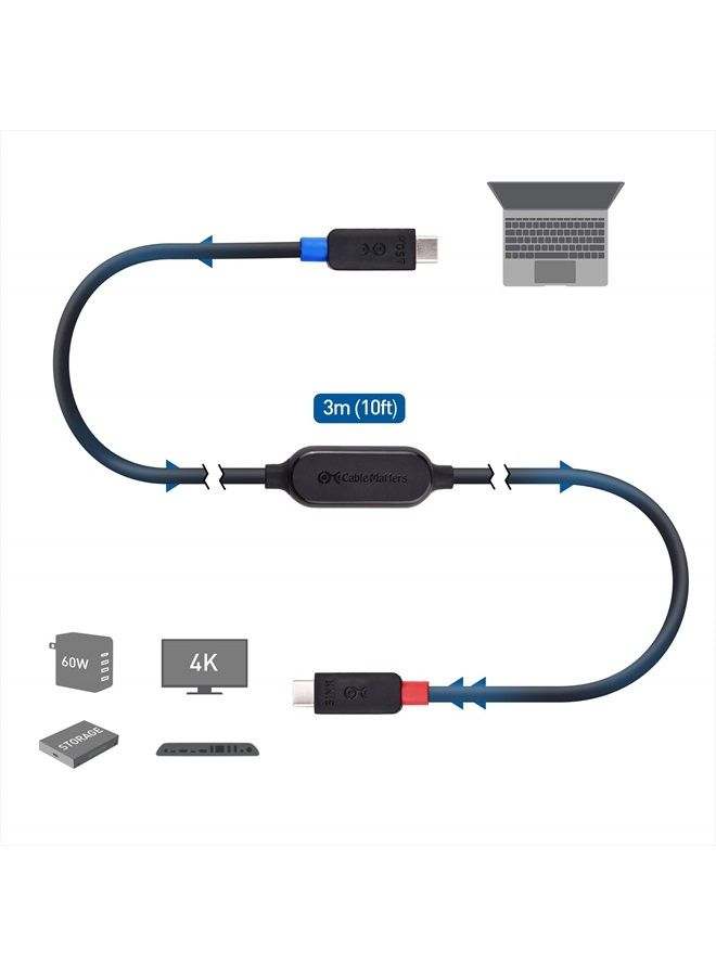 Cable Matters Active USB C Cable 10 ft with 4K Video, 10 Gbps Data Transfer and 60W Charging for Portable Monitor, Oculus Quest VR Headset, and More - Image 3