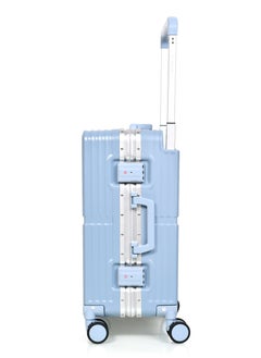 MORANO Morano Modern Carry-on Aluminum Frame Polycarbonate Luggage with Four Universal Wheels and Combination Lock (Blue) Size: 35 CM X 24 CM X 55 CM  - Image 3