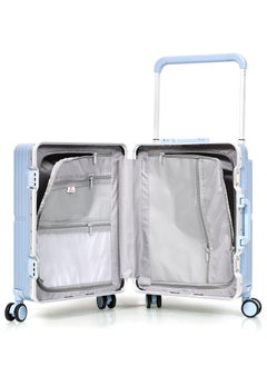MORANO Morano Modern Carry-on Aluminum Frame Polycarbonate Luggage with Four Universal Wheels and Combination Lock (Blue) Size: 35 CM X 24 CM X 55 CM  - Image 5