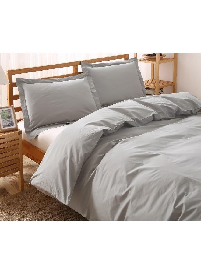 Colourful Snail 100Percent Cotton Duvet Cover Set Hidden Zipper Closure Ultra Soft Easy Care and Durable Simple Bedding Style QueenFull Grey Comforter Not Included - Image 3
