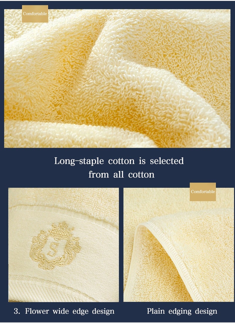 LEOKOR 3PCS Cotton Bath Towel Set Fast Absorbent Skin-friendly and Soft Bath Towel*1PCS and 2PCS Towels Beige  - Image 5