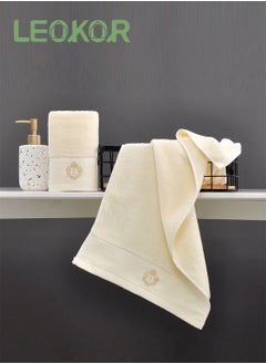 LEOKOR 3PCS Cotton Bath Towel Set Fast Absorbent Skin-friendly and Soft Bath Towel*1PCS and 2PCS Towels Beige  - Image 2