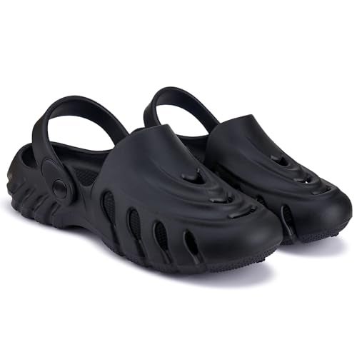 BERSACHE Mens Lightweight Stylish Clog Sole (Black), 6 UK - Image 1
