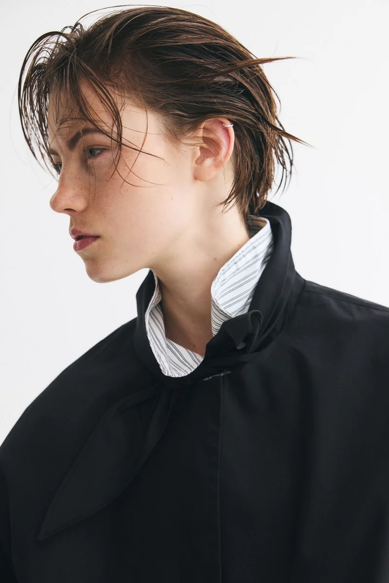 H&M  Scarf-collar bubble-hem jacket for Women | Best Price UAE
