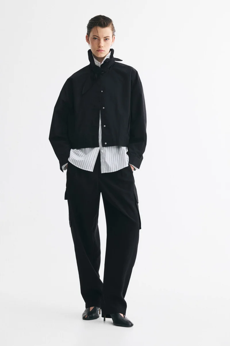 H&M  Scarf-collar bubble-hem jacket for Women | Best Price UAE