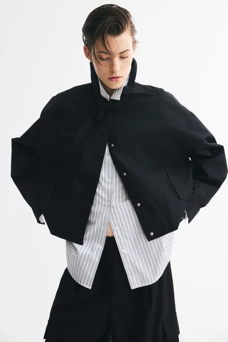 H&M  Scarf-collar bubble-hem jacket for Women | Best Price UAE