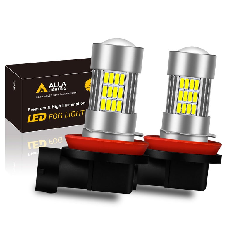 مصابيح ضباب LED من ألا لايتنج 2000 لومن H8 H16 H11 أو مصابيح DRL فائقة السطوع 6000K أبيض زينون للسيارات والشاحنات