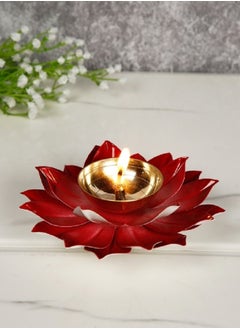 Shreeji Lotus Shape Large Kuber Diwali Diya Gold/Red 6inch  - Image 2