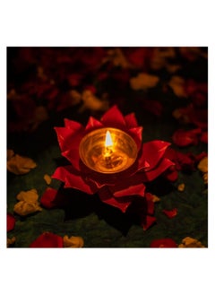 Shreeji Lotus Shape Large Kuber Diwali Diya Gold/Red 6inch  - Image 4