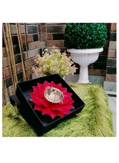 Shreeji Lotus Shape Large Kuber Diwali Diya Gold/Red 6inch  - Image 3