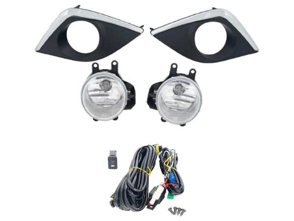 CONCEPT AUTOMOTIVE LIGHTS Compatible with 20142016 Toyota Corolla CE L LE Front Fog Light Lamp and Assembly Set with Chrome Trim Bezels LR Side With Halogen Bulbs