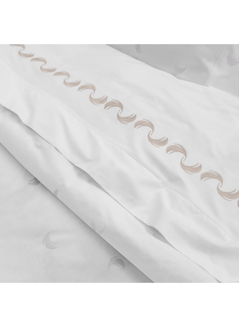 Hälsa Art of Sweden - Andlös Duvet Cover Set Beige Feather Jacquard and Embroidered Cotton King Size - Image 1