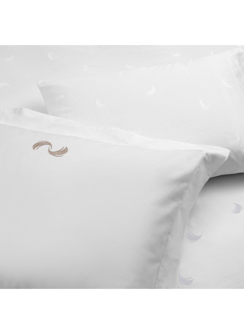 Hälsa Art of Sweden - Andlös Duvet Cover Set Beige Feather Jacquard and Embroidered Cotton King Size - Image 1