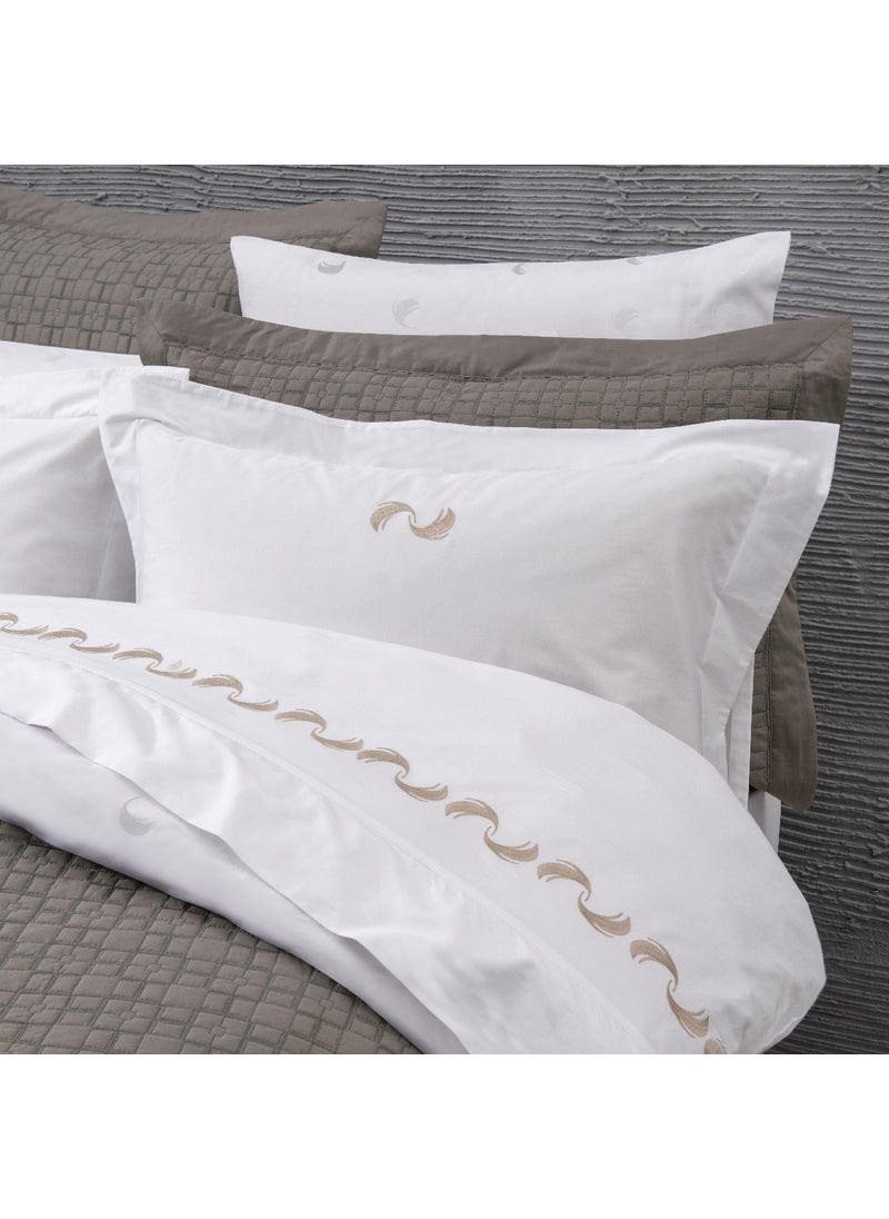 Hälsa Art of Sweden - Andlös Duvet Cover Set Beige Feather Jacquard and Embroidered Cotton King Size - Image 1